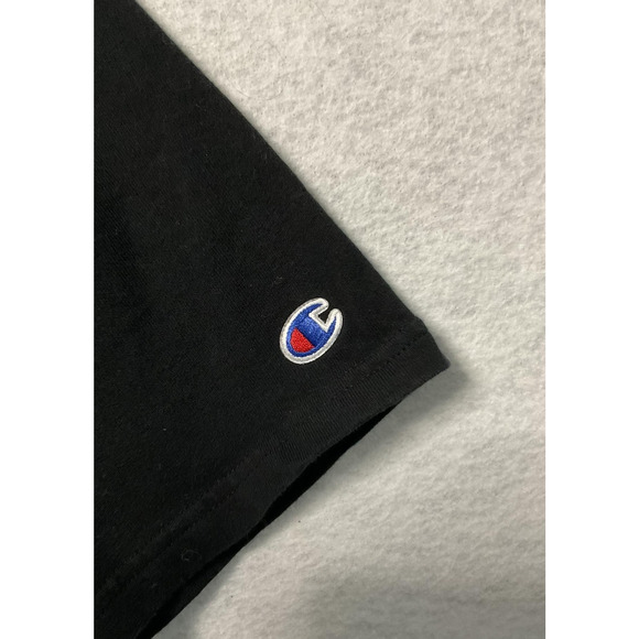 Champion Shirt Mens Small Black Blue Pink Script Logo Graphic Tee Streetwear - Picture 5 of 9